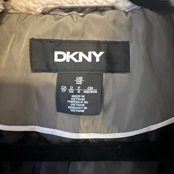 DKNY Knee Length Puffer Coat - Picture 2 of 5